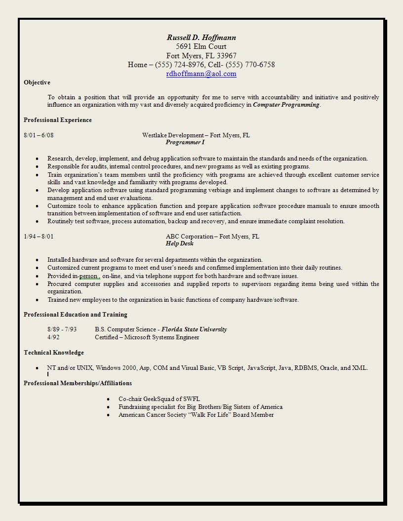 Free resume samples objective statements